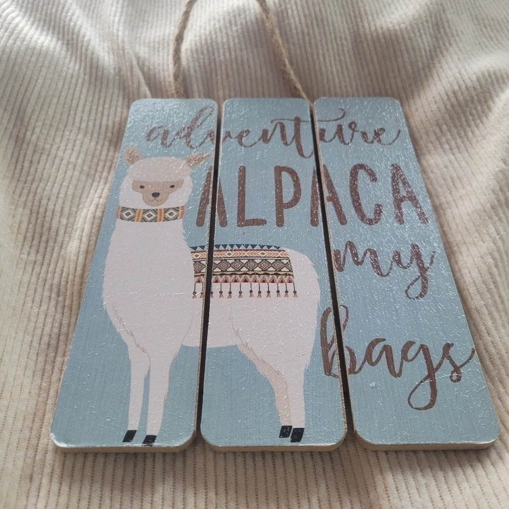 Crystal Art Gallery Adventure Alpaca My Bags Wood Plank Hanging Wall Art Decor